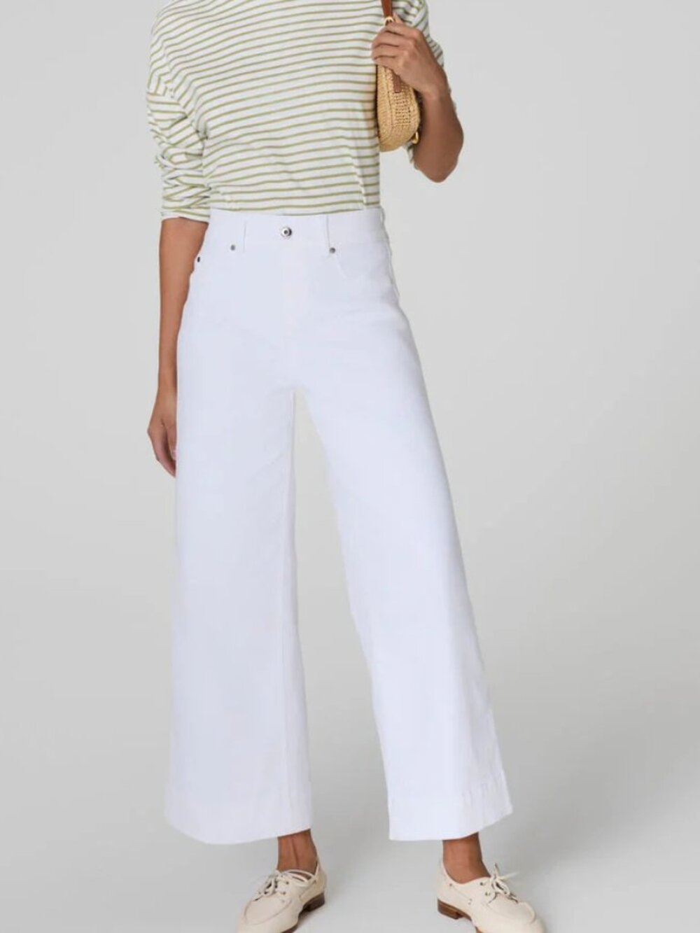 SPANXshape™ Original EveryWear Cropped Wide Leg Jeans White Small pull on